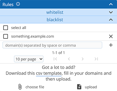 Screenshot showing how to block a single subdomain