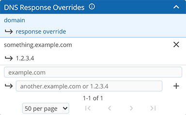 Screenshot showing how to override a single subdomain