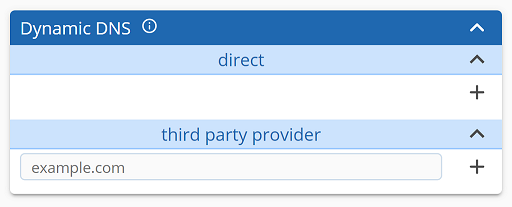 Screenshot showing Dynamic DNS section of account settings Screenshot showing Dynamic DNS section of account settings