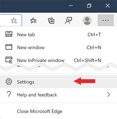 Screenshot showing how to get to Edge Settings Screenshot showing how to get to Edge Settings