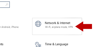 Screenshot showing how to get to Windows 10 settings, and then Network & Internet Screenshot showing how to get to Windows 10 settings, and then Network & Internet